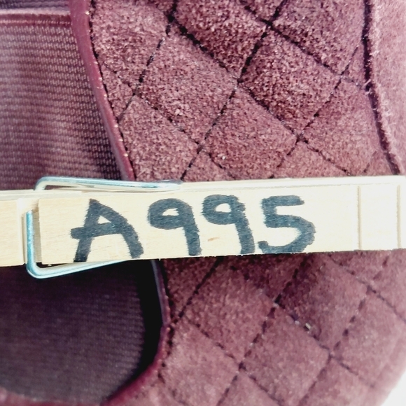 Ciao Bella Red Burgundy Suede Quilted Block Heel Elastic Gore Ankle Boots A995 - Picture 12 of 12